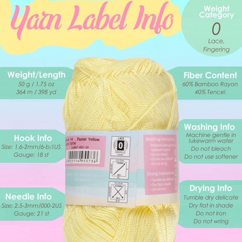 BambooMN JubileeYarn Delightfully Fine Yarn - 50g/Skein Lace Bamboo - Variety Pack - 4 Skeins - Image 5